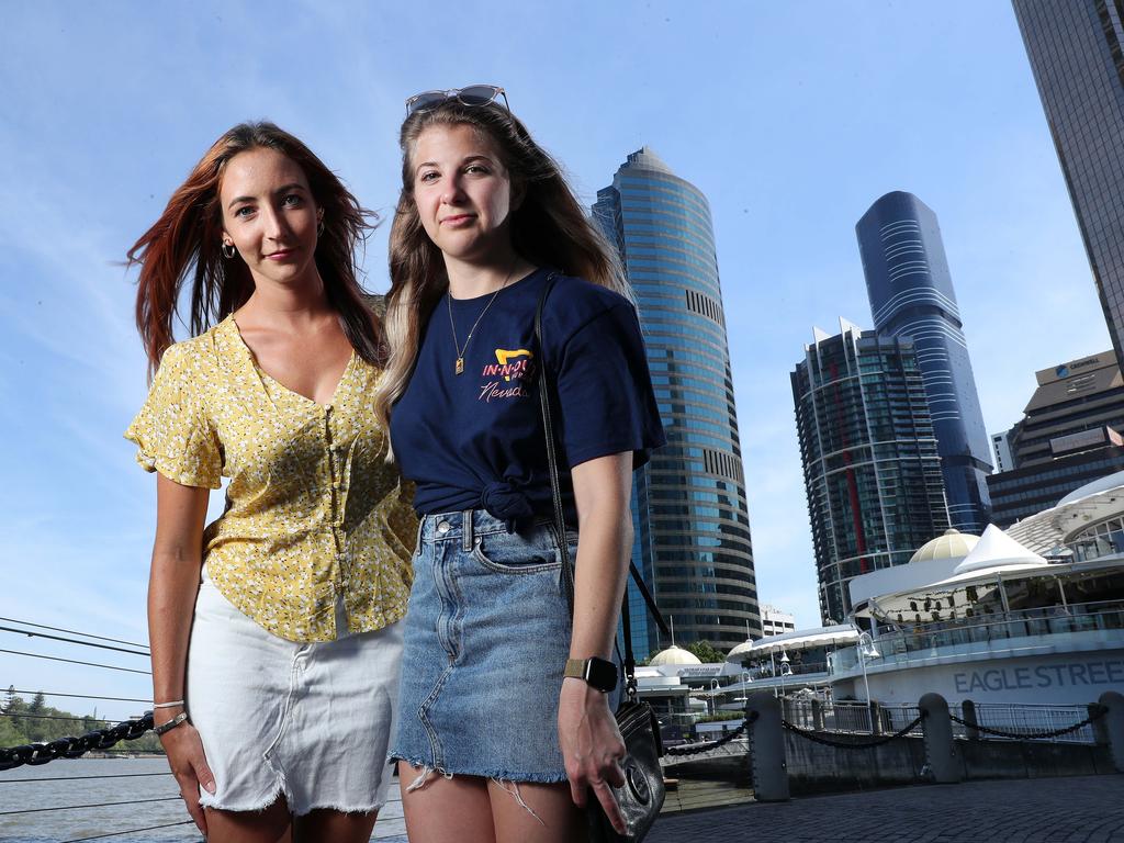 Roxanne Van Eyk and Demi Mansfield at Eagle Street Pier. Picture: Liam Kidston