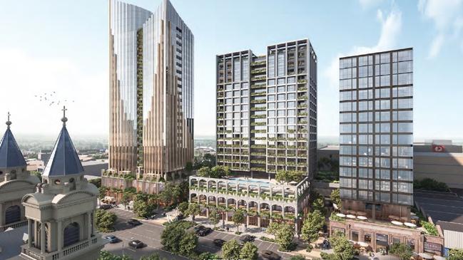 Artist's impression of the Gurner development at the former Australia Post site on Grote St in Adelaide. Picture: Elenberg Fraser