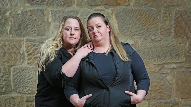 Mum of five Jodie Stacey, right, alongside sister Amy Palmer. Picture: Zak Simmonds