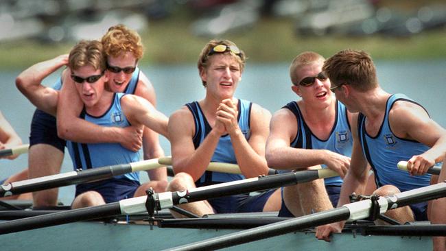 Brisbane Grammar celebrates their 2001 victory.