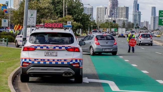 Police performing a    traffic operation on the Gold Coast Highway in Southport on Thursday.  Picture: Jerad Williams