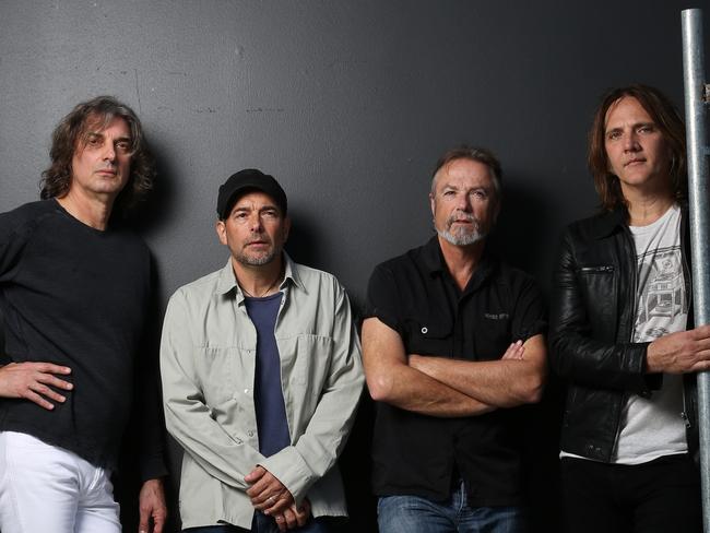 Former Powderfinger guitarist Ian Haug (right) newest member of The Church with band members Peter Koppes, Tim Powles and Steve Kilbey.