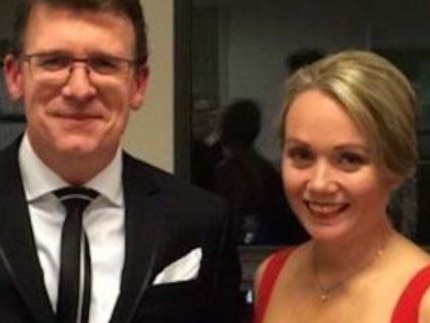 Federal member of Parliament Alan Tudge arrives at the 2017 Mid-Winter Ball in the company of Liberal staffer Rachelle Miller who he was having an affair with. Picture: ABC/Four Corners