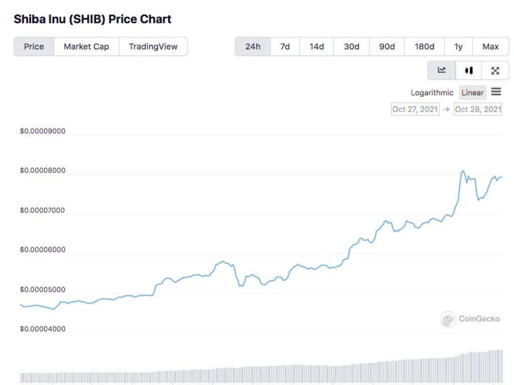 Shiba inu’s price in the past 24 hours. Source: CoinGecko