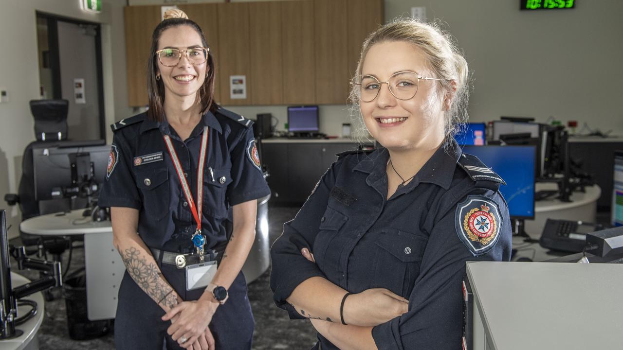 Chelsea Henning (left) and Shairra Burwood, Fire Communications Officers. Picture: Nev Madsen.