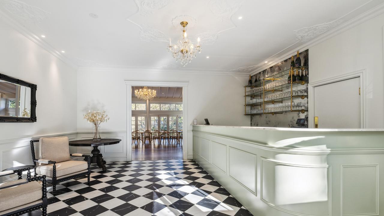 A bar inside the main lodge