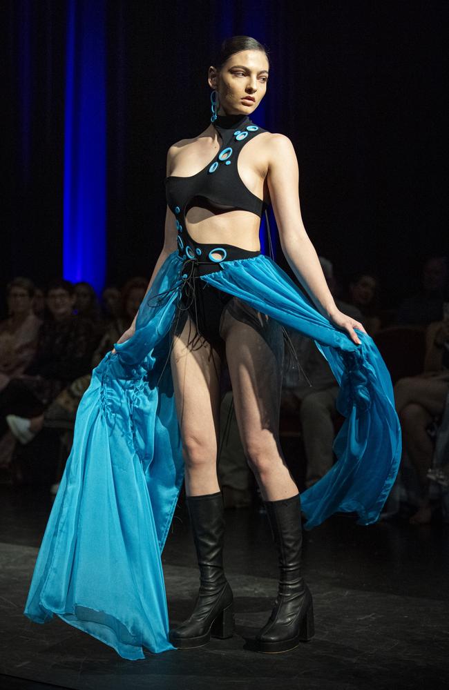 Designs by Melisa Sivlm are featured on the Emerging Designers runway of Toowoomba Fashion Festival at The Armitage Centre, Saturday, March 16, 2024. Picture: Kevin Farmer