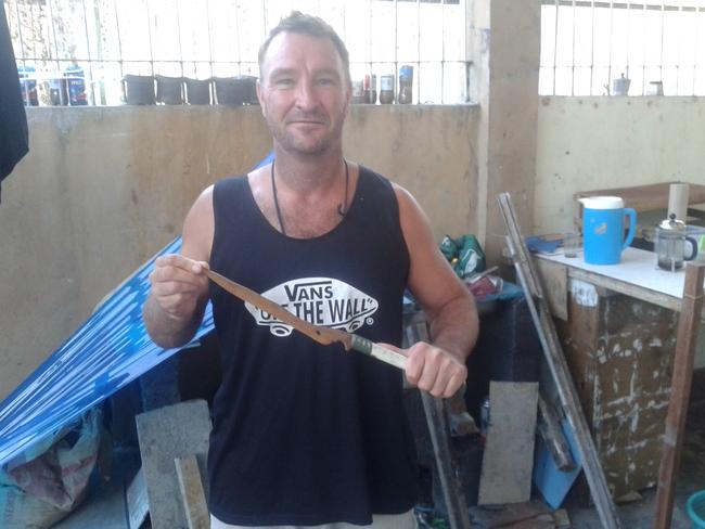 Paul Conibeer, pictured with a knife inside Bali's notorious Kerobokan prison.