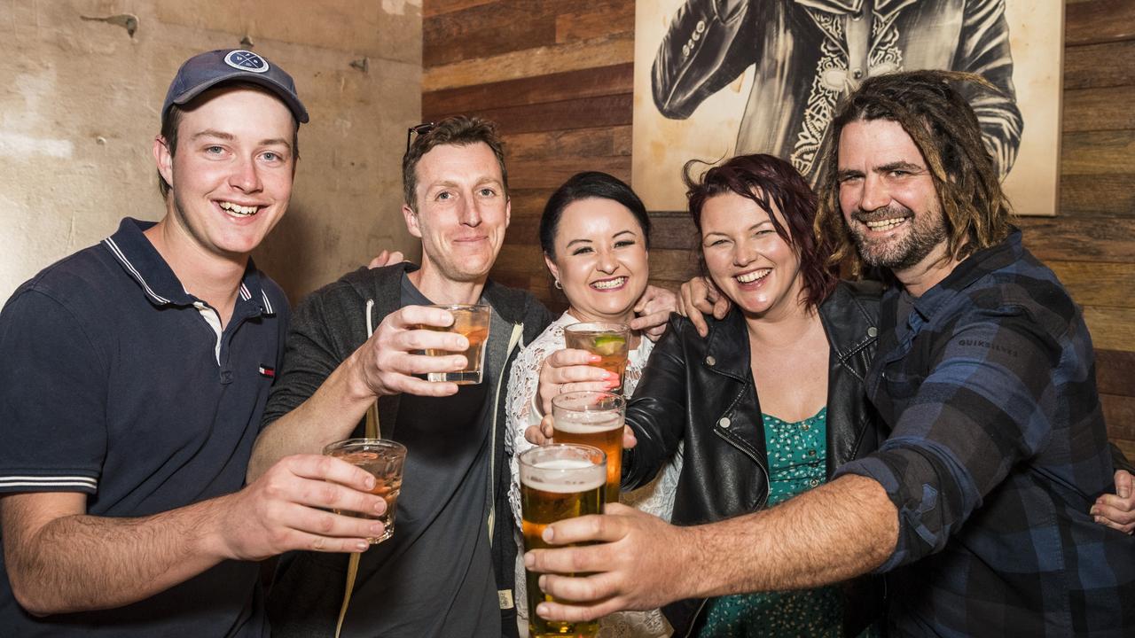 Getting together are (from left) Hayden Kingston, Greg Jones, Renee Day, Sair Jocumsen and Andy Poey on opening weekend of Bodega in Walton Stores. Picture: Kevin Farmer