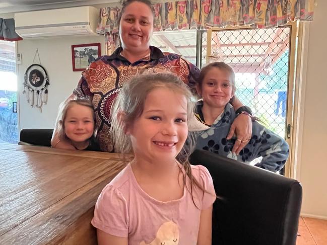 Michelle Brown with her daughters, Zara, Kora and Mia, 7. Mia saved her mum's life after she went into anaphylactic shock.