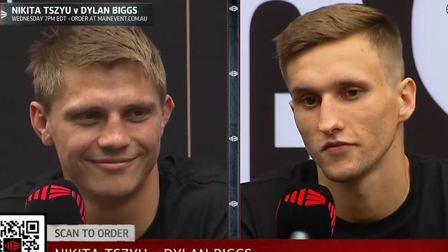 Nikita Tszyu and Dylan Biggs at their press conference.