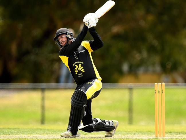 MatthewÃWalker of Mentone bats during the Cricket Southern Bayside match between Hampton and Mentone at Boss James Reserve, on October 28, 2023, in Melbourne, Australia. (Photo by Josh Chadwick)