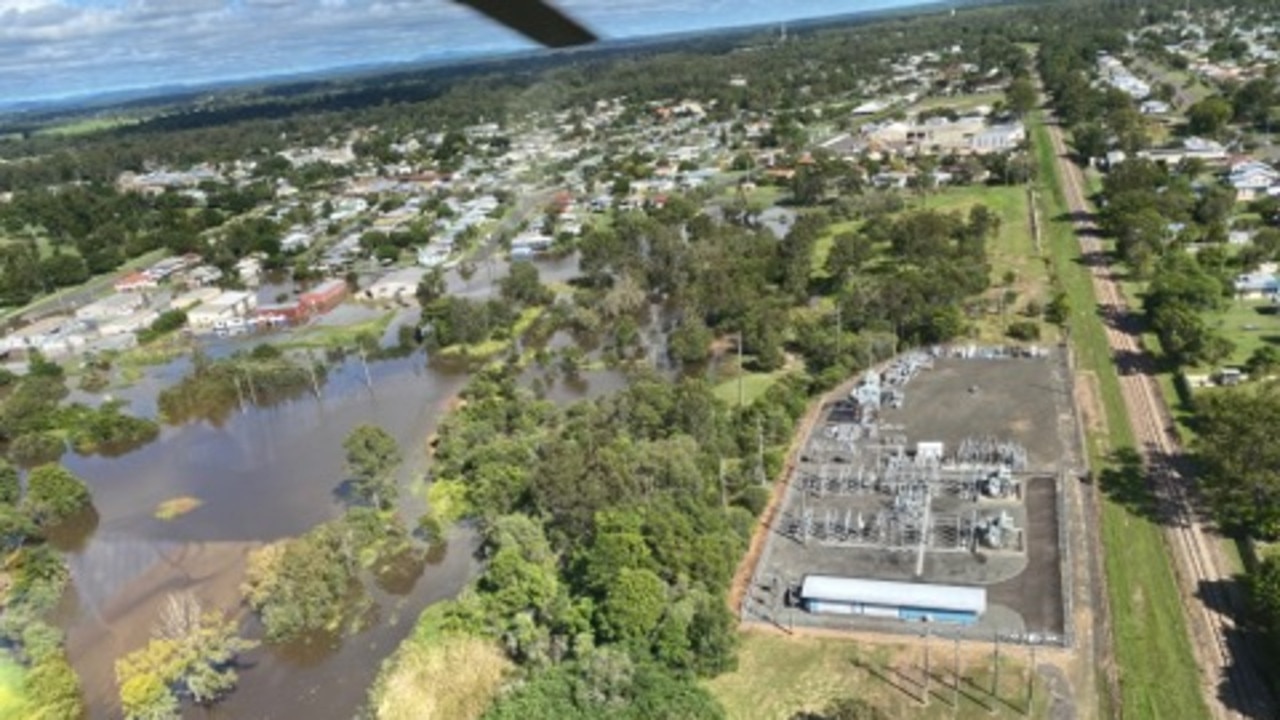 Aerial views of Maryborough flooding. Photo: Ergon