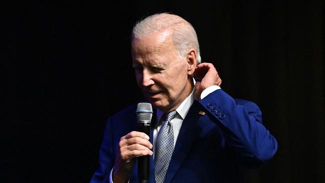 US President Joe Biden holds a press conference in Hanoi overnight. Picture: AFP