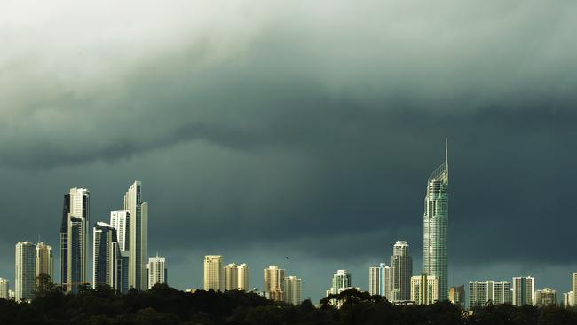 Storm Clouds gather over Surfers Paradise. Picture Glenn Hampson