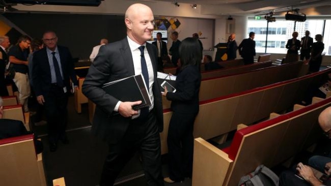 Ian Narev is all smiles after delivering his final Commonwealth Bank earnings report as chief in Sydney yesterday. (Image: James Croucher)