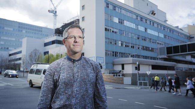 Royal Hobart Hospital's executive clinical director Craig Quarmby gives details about the hospital's overflow procedures. Picture: MATHEW FARRELL