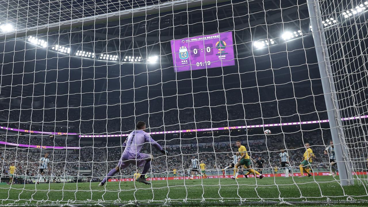 Lionel Messi scored after just 79 seconds against the Socceroos. Picture: Getty Images