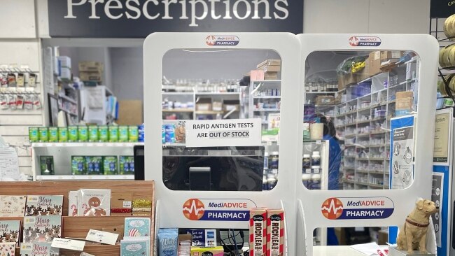 There are concerns for ongoing RAT supplies with thousands of pharmacies selling out as soon as stock is put onto shelves. Picture: Richard Dobson