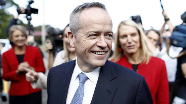 Bill Shorten meets students at St Joseph's Catholic College in Gosford yesterday. Picture: Getty Images 