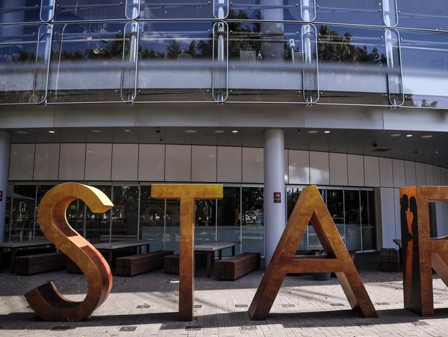 A sign stands outside The Star casino and event centre in Sydney on September 2, 2024. Troubled resort and casino operator Star Entertainment was temporarily delisted from the Australian Securities Exchange on September 2 after failing to post its annual financial results. (Photo by DAVID GRAY / AFP)