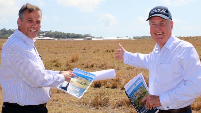 Mackay Regional Council Strategic Planning manager Jaco Ackerman and Mayor Greg Williamson at the Northern Beaches Community Hub site.