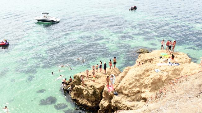 The Pillars is a popular swimming and sunbathing spot for young people. Picture: Jason Sammon.