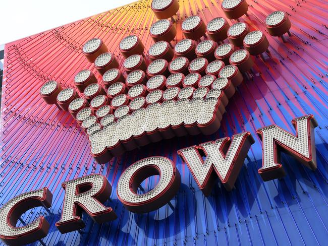 General view of exterior signage at Crown Casino, Southbank, Melbourne, Saturday, July 27, 2019. (AAP Image/James Ross) NO ARCHIVING