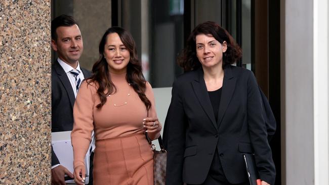 Christian Porter legal team members Rebekah Giles, left, and Sue Chrysanthou SC, right, at Sydney’s Supreme Court earlier this week. Picture: NCA NewsWire / Dylan Coker