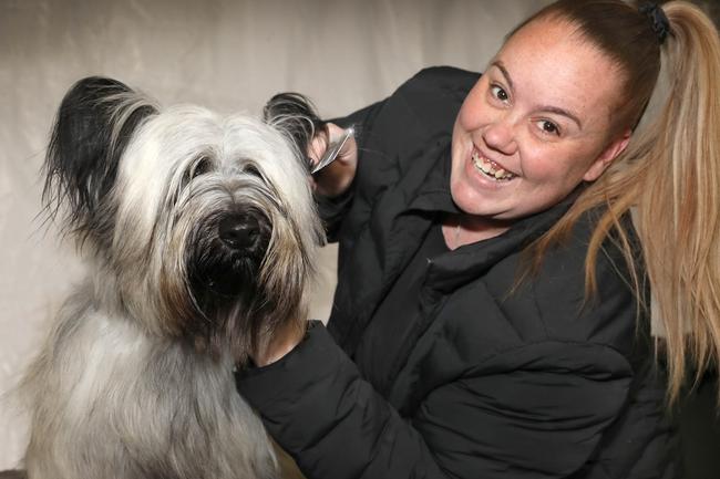 Kylie Paine with her skye terrier, McGee. Picture: Dean Martin