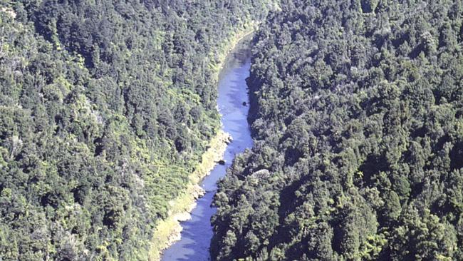 Aerial view of the Whanganui River in New Zealand.