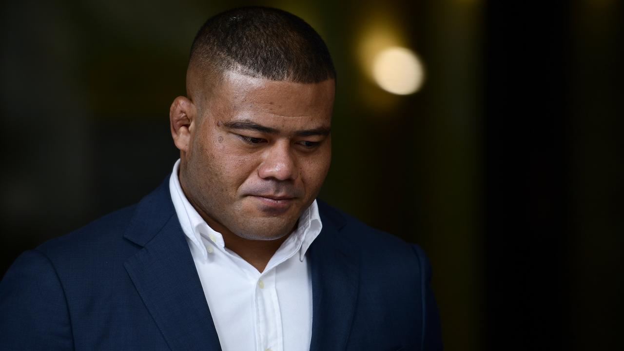 Tolu Latu leaves the Downing Centre Local Court in Sydney last week.