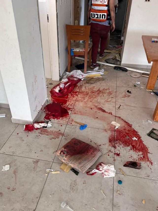 Graphic pictures of blood stained rooms have been shared on social media by Israel’s Director of the Digital Diplomacy Bureau David Saranga. Picture: David Saranga/Twitter