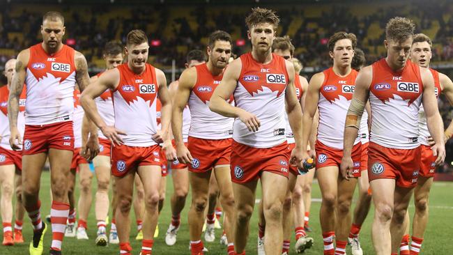 The Swans are now in danger of missing the finals. Picture: Michael Klein