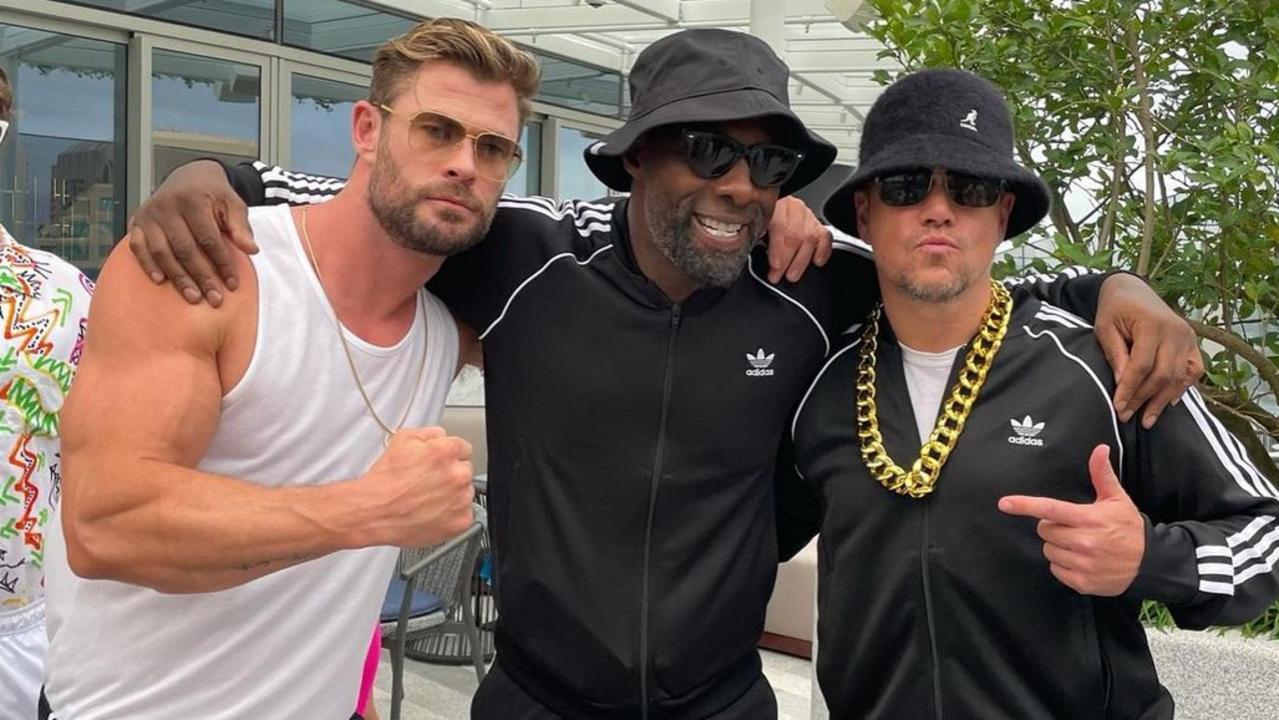 Idris Elba, pictured with Chris Hemsworth and Matt Damon, has trained at Igor MMA during stays in Sydney