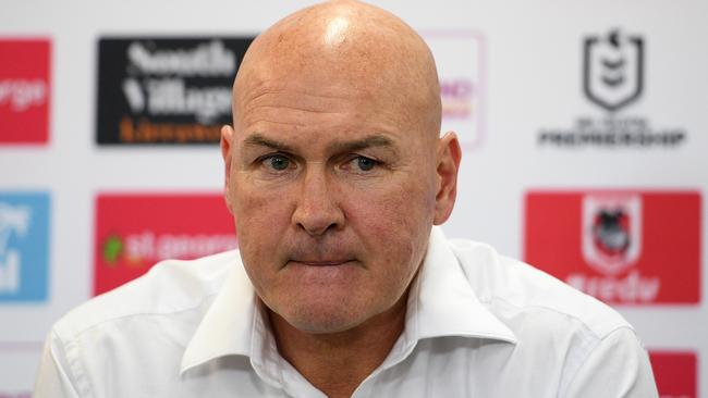 Dragons coach Paul McGregor can’t afford a collapse against the Titans. Photo: AAP Image/Dan Himbrechts