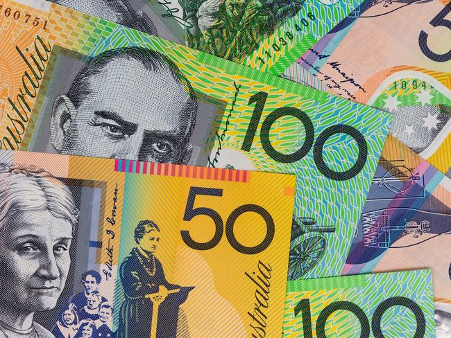 Australian Currency - Close up of one hundred and fifty dollar notes, money cash generic