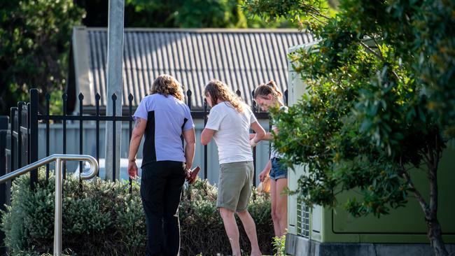 Robyn Coble in white T shirt pictured leaving Windsor Police Station. Picture: Monique Harmer.