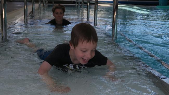 Tyler Shields can't get enough of Dubbo's new hydrotherapy pool. Picture: Ryan Young