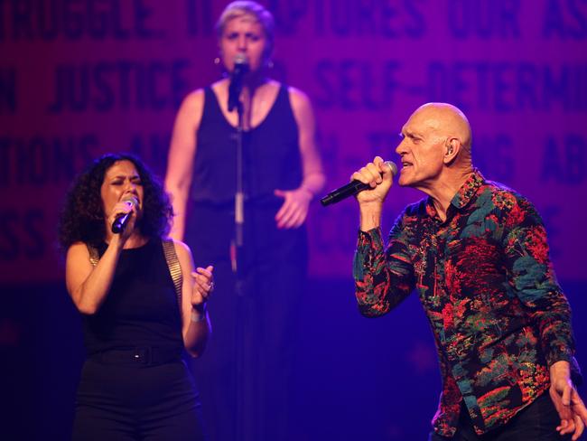 Peter Garrett of Midnight Oil performs as part of Makarrata Live at Sydney’s Enmore Theatre. Picture: Don Arnold/WireImage