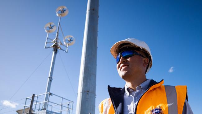 Wind-powered technology being trialed in Lovely Banks to help keep residents connected when power goes out during emergency events. Picture: Supplied