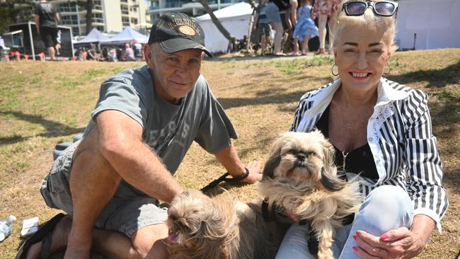 Milton and Judy Hawker with Gracie and Sophie at the Mooloolaba Foreshore Festival. Picture: Tegan Annett