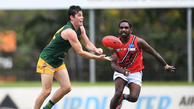 St Mary's won against the Tiwi Bombers in Round 3 of the NTFL Men's Premier League. Picture: Felicity Elliott/AFLNT Media