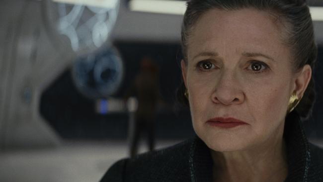 Gone but not forgotten, Carrie Fisher in her final performance as Leia in Star Wars: The Last Jedi.