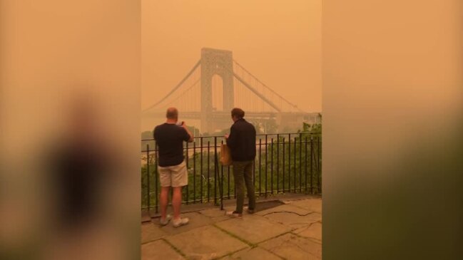 New York bridge blanketed in smoke from Canada fires