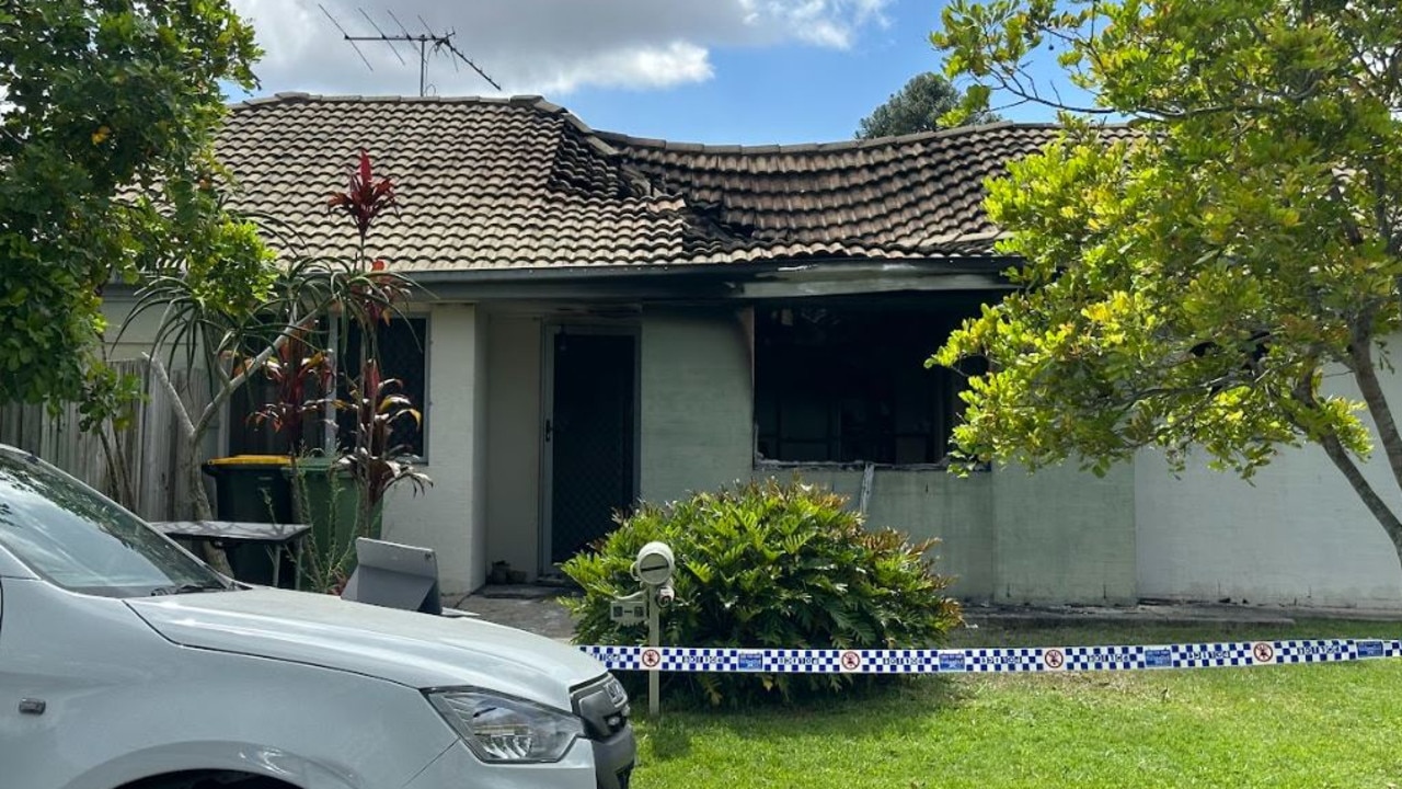 Part of the house’s roof collapsed. Picture: Mikaela Mulveney/The Courier-Mail