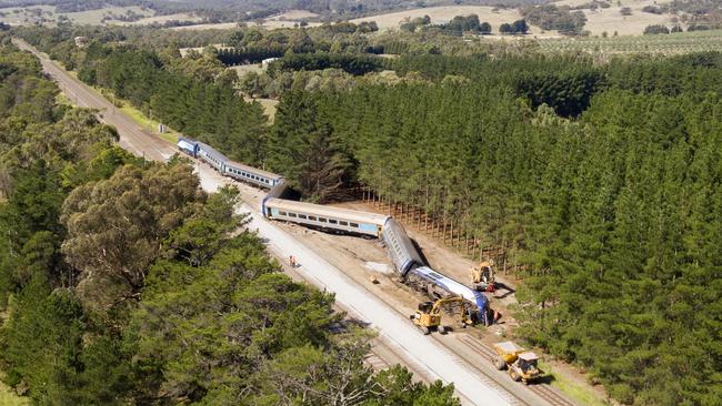 The site of the derailment at Wallan. Picture: Australian Rail Track Corporation.