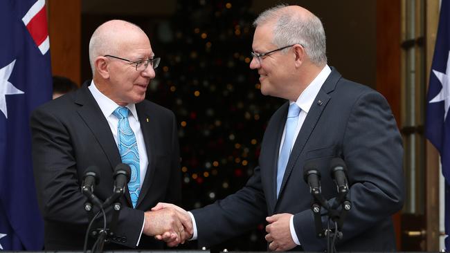 David Hurley, left, and Scott Morrison in Canberra in 2018. Picture: Kym Smith