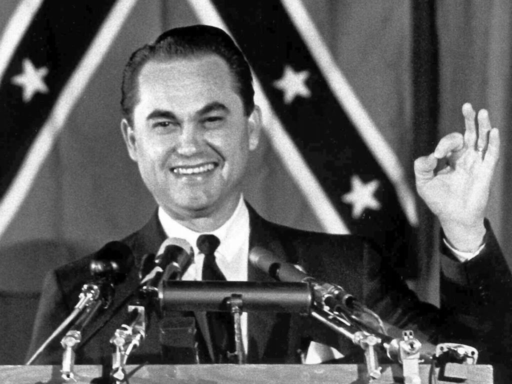 Former Alabama Governor George C Wallace (1919-1998) speaking at a rally in 1964 in Glen Burnie.