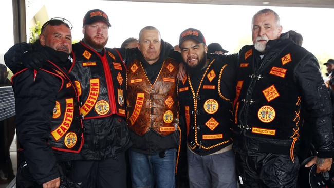 Some of the few Sydney Bandidos who were not afraid of breaching NSW consorting laws. in Victoria by being pictured together. Picture: Sam Ruttyn